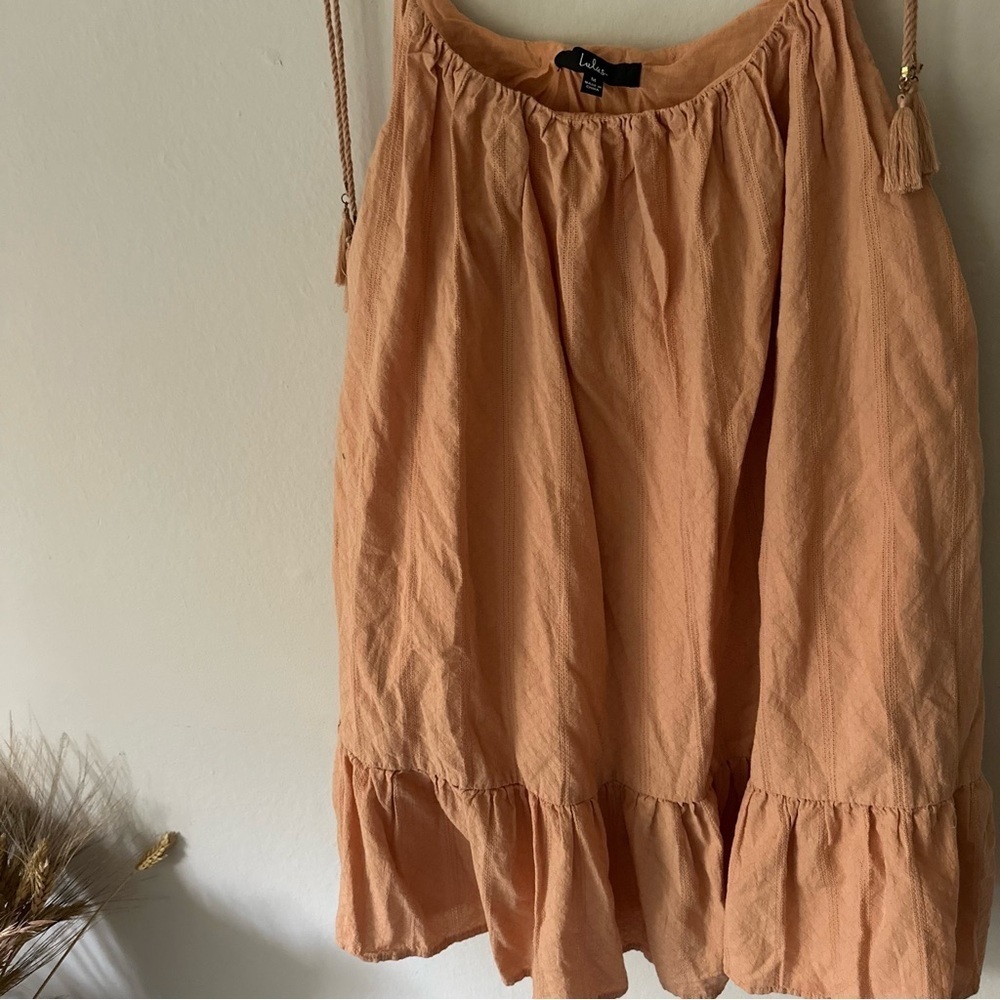 Lulus Dreaming of Sunshine Tassel Tie Strap Bohemian Coastal Tunic Dress Size M - Picture 7 of 10